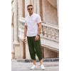 imageCOOFANDY Mens Linen Harem Capri Pants Lightweight Loose 34 Shorts Drawstring Elastic Waist Casual Beach Boho Yoga TrousersArmy Green