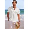 imageCOOFANDY Mens Linen Henley Shirt Short Sleeve Casual Summer Beach Hippie T Shirts1white