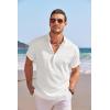 imageCOOFANDY Mens Linen Henley Shirt Short Sleeve Casual Summer Beach Hippie T Shirts1white