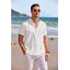 imageCOOFANDY Mens Linen Henley Shirt Short Sleeve Casual Summer Beach Hippie T Shirts1white