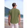 imageCOOFANDY Mens Linen Henley Shirt Short Sleeve Casual Summer Beach Hippie T ShirtsArmy Green