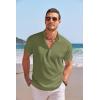 imageCOOFANDY Mens Linen Henley Shirt Short Sleeve Casual Summer Beach Hippie T ShirtsArmy Green