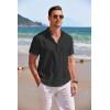 imageCOOFANDY Mens Linen Henley Shirt Short Sleeve Casual Summer Beach Hippie T ShirtsBlack