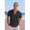imageCOOFANDY Mens Linen Henley Shirt Short Sleeve Casual Summer Beach Hippie T ShirtsBlack