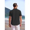 imageCOOFANDY Mens Linen Henley Shirt Short Sleeve Casual Summer Beach Hippie T ShirtsBlack