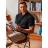 imageCOOFANDY Mens Linen Henley Shirt Short Sleeve Casual Summer Beach Hippie T ShirtsBlack