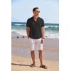 imageCOOFANDY Mens Linen Henley Shirt Short Sleeve Casual Summer Beach Hippie T ShirtsBlack