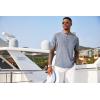 imageCOOFANDY Mens Linen Henley Shirt Short Sleeve Casual Summer Beach Hippie T ShirtsBlue