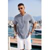 imageCOOFANDY Mens Linen Henley Shirt Short Sleeve Casual Summer Beach Hippie T ShirtsBlue