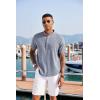 imageCOOFANDY Mens Linen Henley Shirt Short Sleeve Casual Summer Beach Hippie T ShirtsBlue