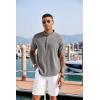imageCOOFANDY Mens Linen Henley Shirt Short Sleeve Casual Summer Beach Hippie T ShirtsDark Grey