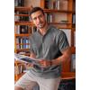 imageCOOFANDY Mens Linen Henley Shirt Short Sleeve Casual Summer Beach Hippie T ShirtsDark Grey