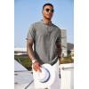 imageCOOFANDY Mens Linen Henley Shirt Short Sleeve Casual Summer Beach Hippie T ShirtsDark Grey
