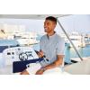 imageCOOFANDY Mens Linen Henley Shirt Short Sleeve Casual Summer Beach Hippie T ShirtsFlecking Blue