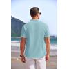 imageCOOFANDY Mens Linen Henley Shirt Short Sleeve Casual Summer Beach Hippie T ShirtsIce Blue