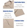 imageCOOFANDY Mens Linen Henley Shirt Short Sleeve Casual Summer Beach Hippie T ShirtsKhaki