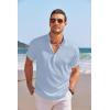 imageCOOFANDY Mens Linen Henley Shirt Short Sleeve Casual Summer Beach Hippie T ShirtsLight Blue