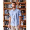 imageCOOFANDY Mens Linen Henley Shirt Short Sleeve Casual Summer Beach Hippie T ShirtsLight Blue