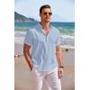 imageCOOFANDY Mens Linen Henley Shirt Short Sleeve Casual Summer Beach Hippie T ShirtsLight Blue