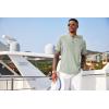 imageCOOFANDY Mens Linen Henley Shirt Short Sleeve Casual Summer Beach Hippie T ShirtsLight Green