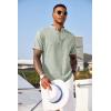imageCOOFANDY Mens Linen Henley Shirt Short Sleeve Casual Summer Beach Hippie T ShirtsLight Green