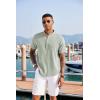 imageCOOFANDY Mens Linen Henley Shirt Short Sleeve Casual Summer Beach Hippie T ShirtsLight Green