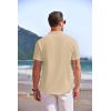 imageCOOFANDY Mens Linen Henley Shirt Short Sleeve Casual Summer Beach Hippie T ShirtsLight Khaki