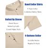 imageCOOFANDY Mens Linen Henley Shirt Short Sleeve Casual Summer Beach Hippie T ShirtsLight Khaki