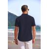 imageCOOFANDY Mens Linen Henley Shirt Short Sleeve Casual Summer Beach Hippie T ShirtsNavy Blue