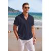 imageCOOFANDY Mens Linen Henley Shirt Short Sleeve Casual Summer Beach Hippie T ShirtsNavy Blue