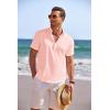 imageCOOFANDY Mens Linen Henley Shirt Short Sleeve Casual Summer Beach Hippie T ShirtsPink