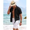 imageCOOFANDY Mens Linen Shirts Short Sleeve Casual Shirts Button Down Shirt for Men Beach Summer Wedding ShirtBlack