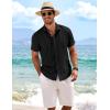 imageCOOFANDY Mens Linen Shirts Short Sleeve Casual Shirts Button Down Shirt for Men Beach Summer Wedding ShirtBlack