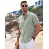 imageCOOFANDY Mens Linen Shirts Short Sleeve Casual Shirts Button Down Shirt for Men Beach Summer Wedding ShirtLight Green