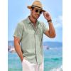 imageCOOFANDY Mens Linen Shirts Short Sleeve Casual Shirts Button Down Shirt for Men Beach Summer Wedding ShirtLight Green