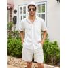 imageCOOFANDY Mens Linen Shorts Casual Elastic Waist Drawstring Summer Beach Shorts1 White