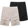 imageCOOFANDY Mens Linen Shorts Casual Elastic Waist Drawstring Summer Beach Shorts2 Black Khaki