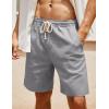 imageCOOFANDY Mens Linen Shorts Casual Elastic Waist Drawstring Summer Beach ShortsBlack  Light Grey