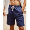 imageCOOFANDY Mens Linen Shorts Casual Elastic Waist Drawstring Summer Beach ShortsBlack  Navy Blue