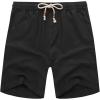 imageCOOFANDY Mens Linen Shorts Casual Elastic Waist Drawstring Summer Beach ShortsBlack