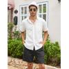 imageCOOFANDY Mens Linen Shorts Casual Elastic Waist Drawstring Summer Beach ShortsBlack Fish Bone