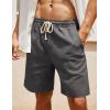 imageCOOFANDY Mens Linen Shorts Casual Elastic Waist Drawstring Summer Beach ShortsDark Grey  White
