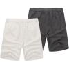 imageCOOFANDY Mens Linen Shorts Casual Elastic Waist Drawstring Summer Beach ShortsDark Grey  White