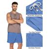 imageCOOFANDY Mens Linen Shorts Casual Elastic Waist Drawstring Summer Beach ShortsDenim Blue