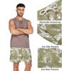 imageCOOFANDY Mens Linen Shorts Casual Elastic Waist Drawstring Summer Beach ShortsGreen Palm Leaf