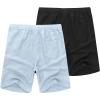 imageCOOFANDY Mens Linen Shorts Casual Elastic Waist Drawstring Summer Beach ShortsLight Blue  Black