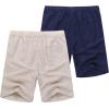 imageCOOFANDY Mens Linen Shorts Casual Elastic Waist Drawstring Summer Beach ShortsLight Khaki Navy Blue