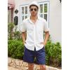 imageCOOFANDY Mens Linen Shorts Casual Elastic Waist Drawstring Summer Beach ShortsNavy Blue
