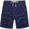 imageCOOFANDY Mens Linen Shorts Casual Elastic Waist Drawstring Summer Beach ShortsNavy Blue Fish Bone