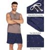 imageCOOFANDY Mens Linen Shorts Casual Elastic Waist Drawstring Summer Beach ShortsNavy Blue Fish Bone